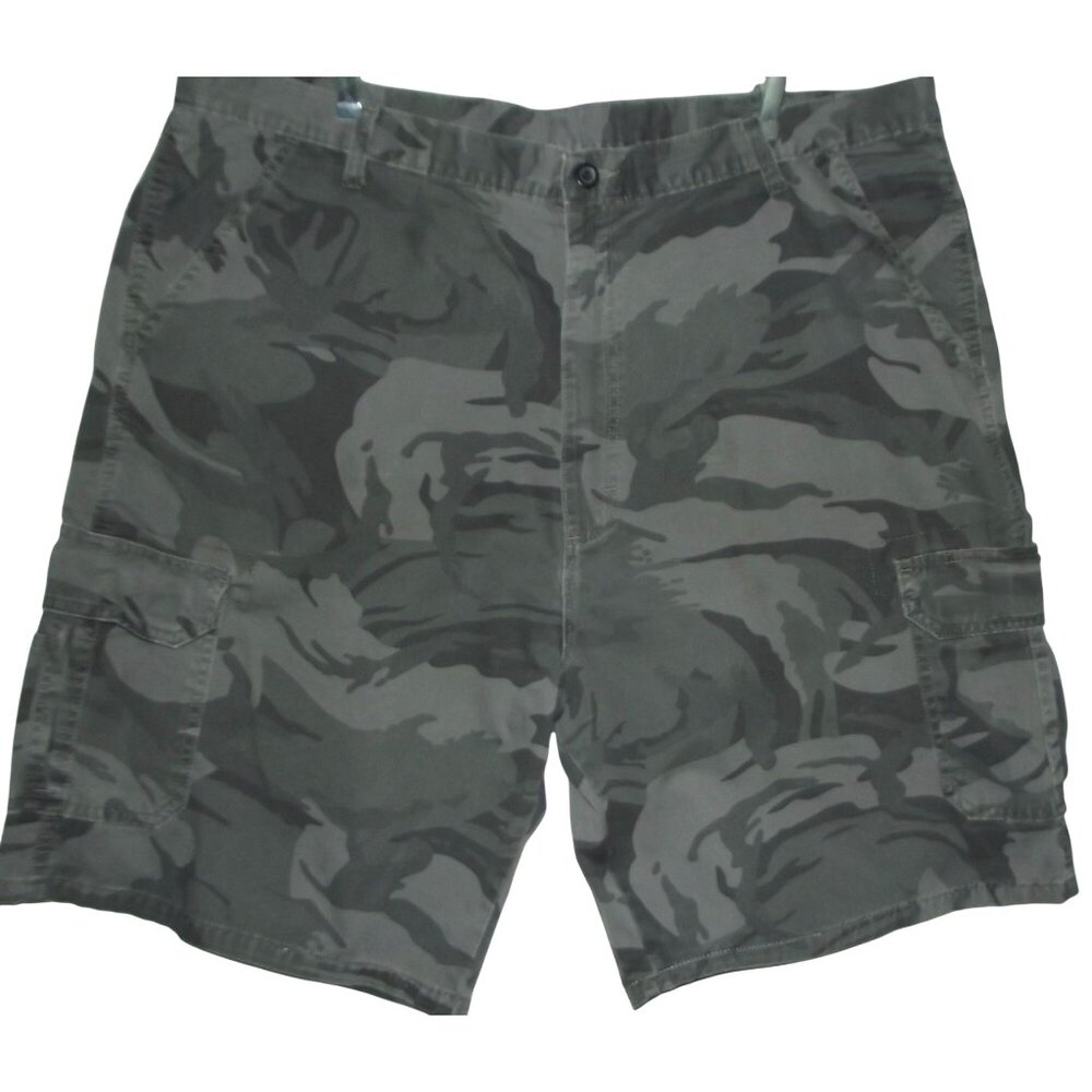 Cargo Shorts Mens 44 X 9.5" Gray Camo cotton flat front
